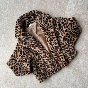 Altar’d State Leopard Print Faux Fur Jacket Size Medium Like New